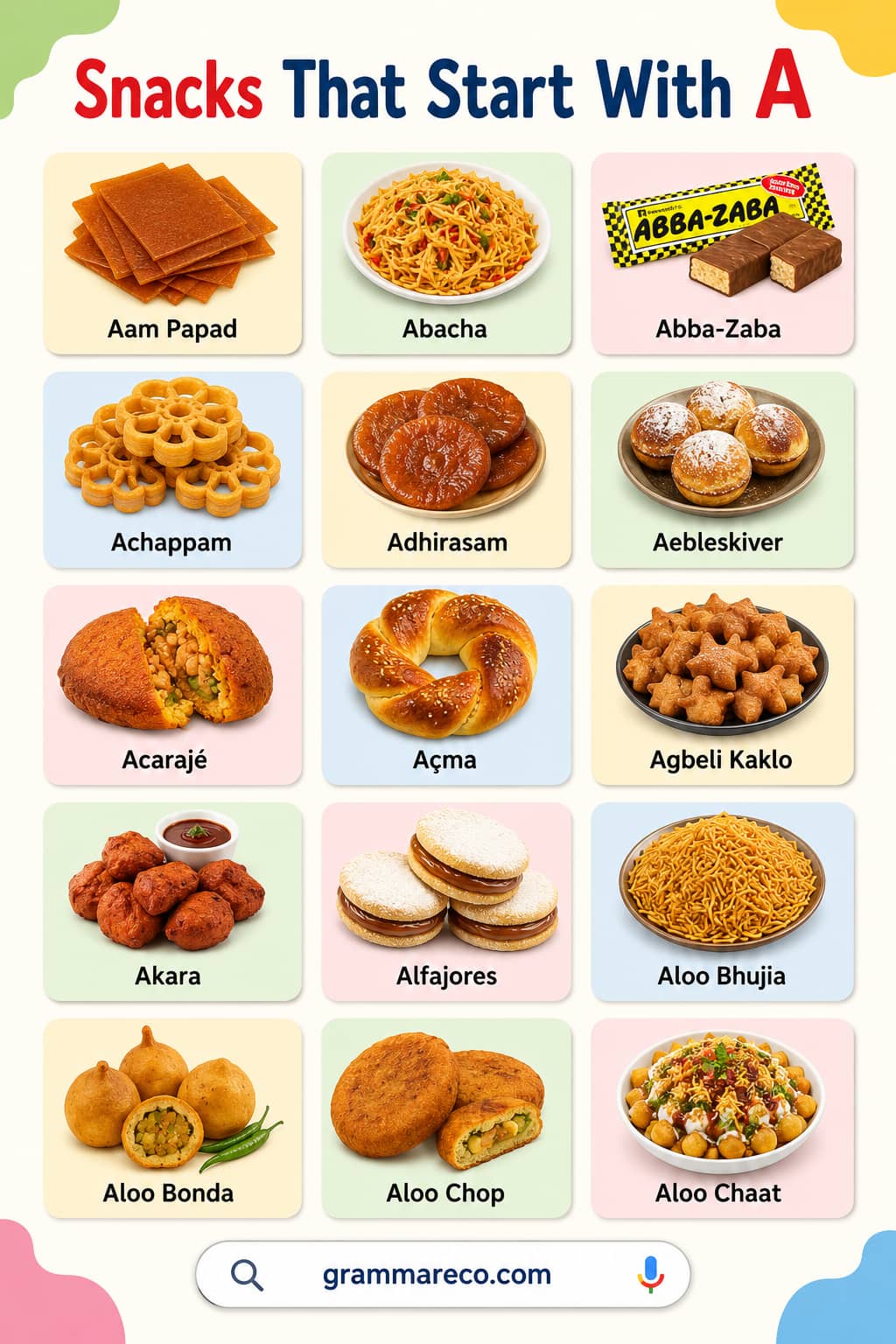 List of Snacks That Starting With A