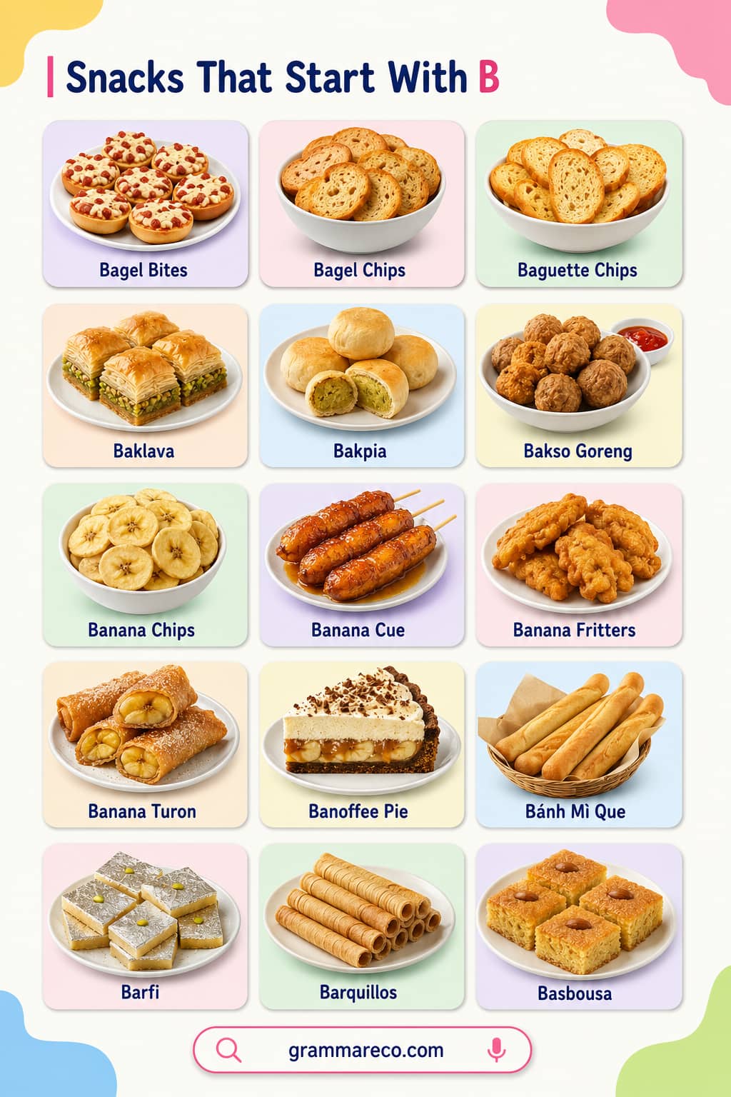 Snacks that Start with B with Pictures