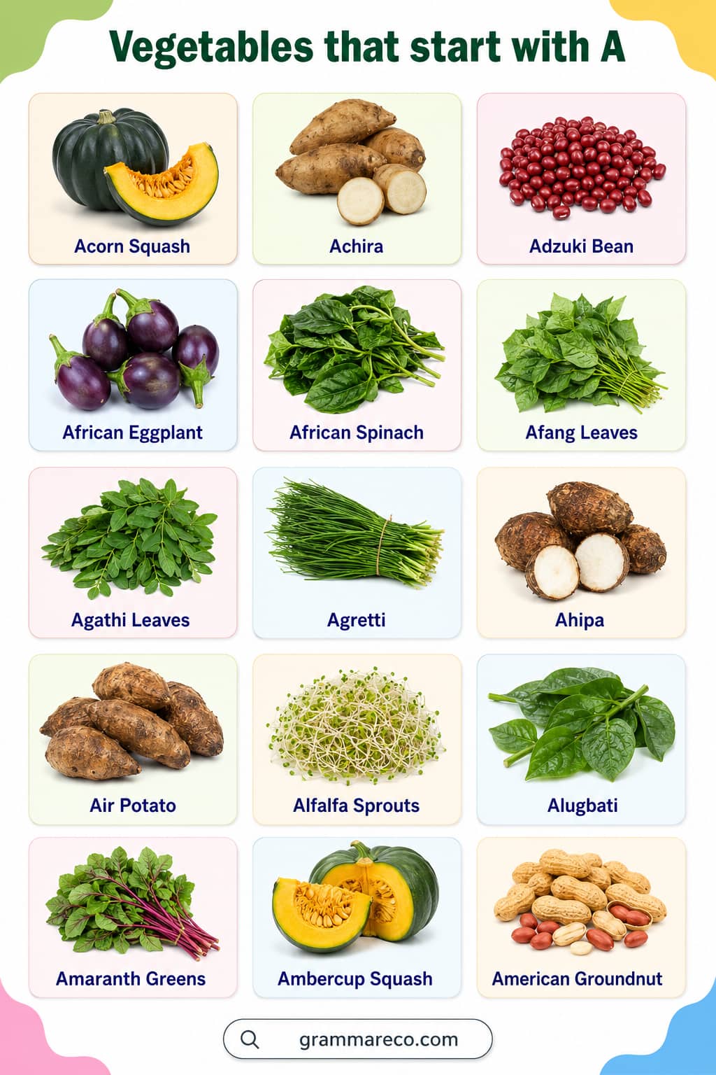 List of Vegetables Starting with A