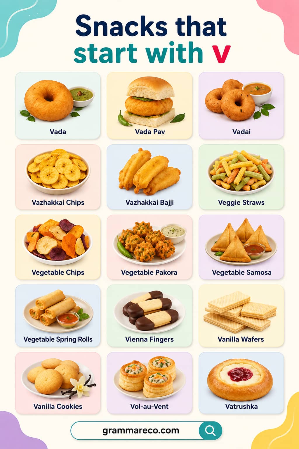 Snacks That Start With V With Pictures and Explanations