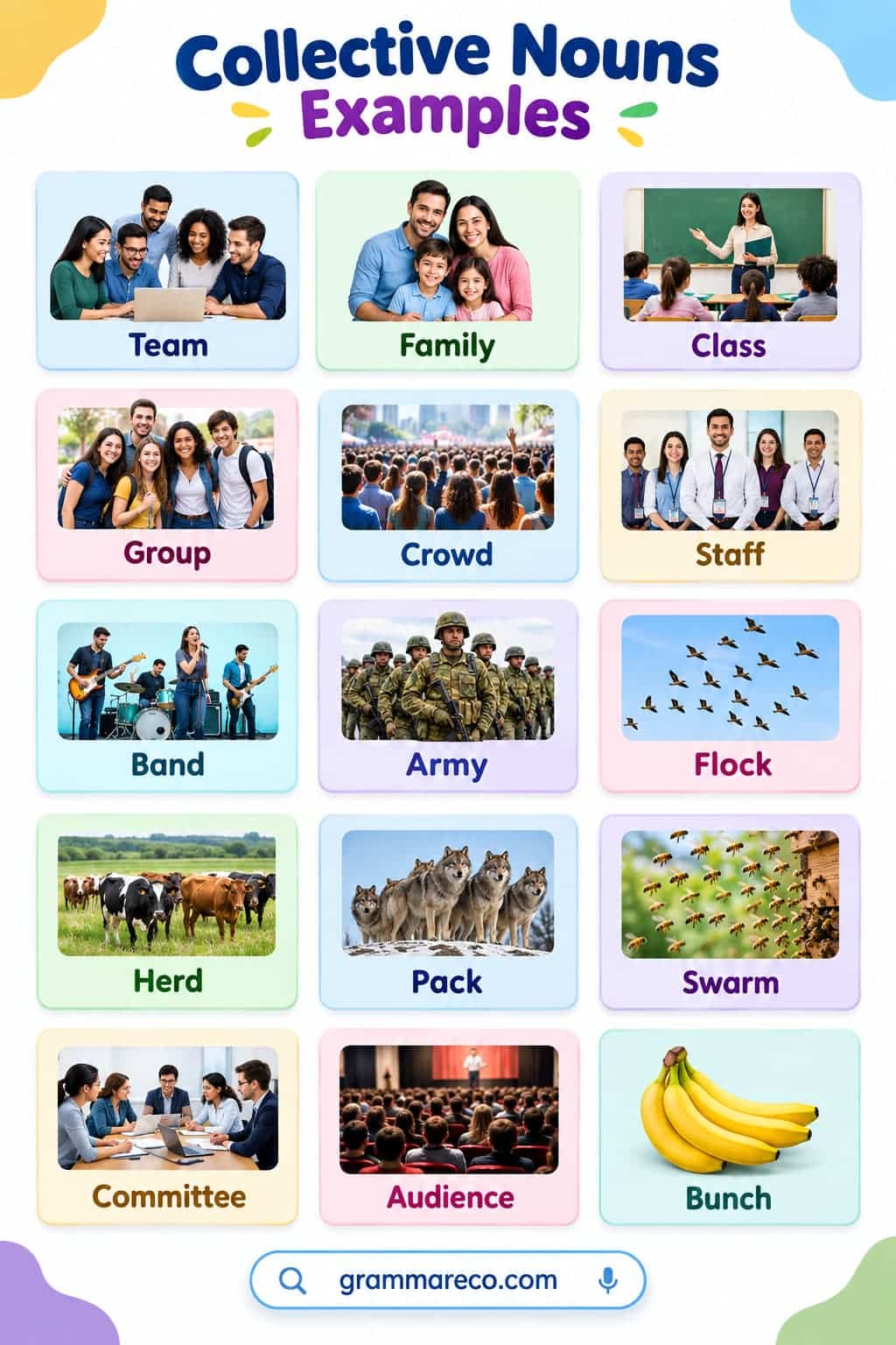 Collective Nouns Examples with Pictures - Nouns Examples