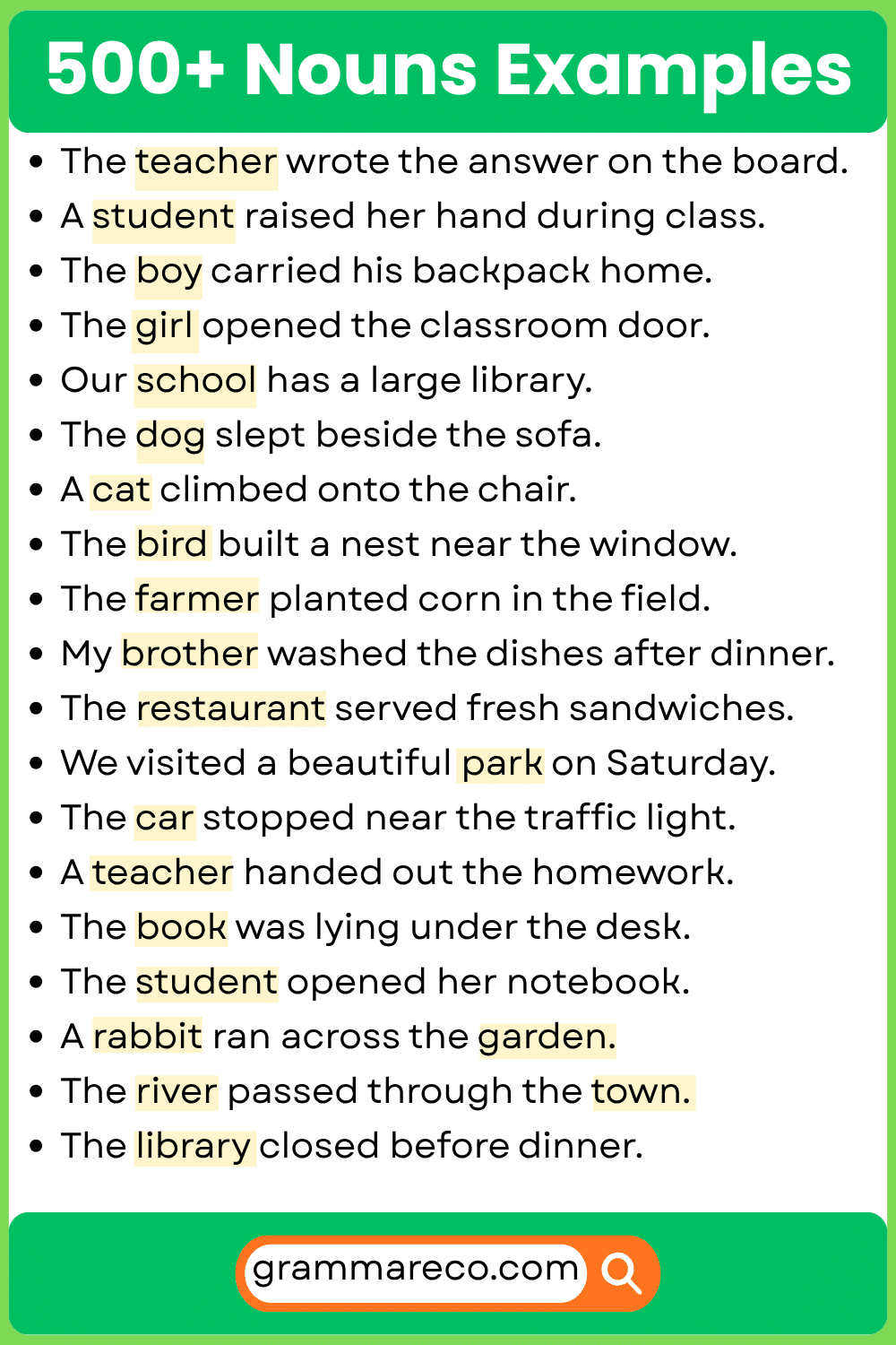 Common Noun Examples Sentences With Pictures